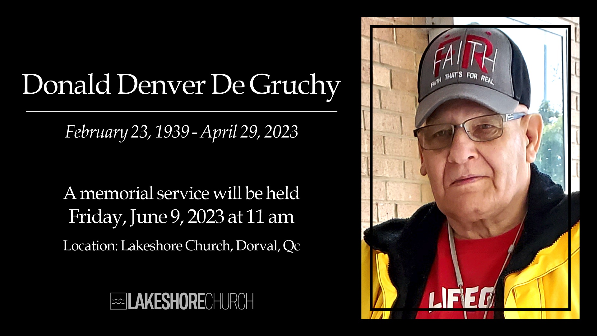 Featured image for “Memorial Service – Donald Denver De Gruchy – June 9, 2023”