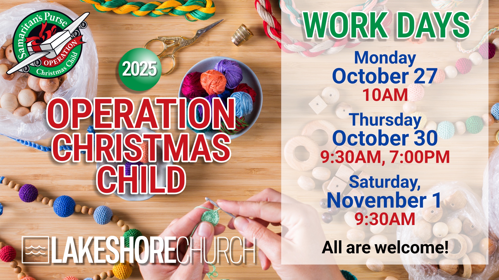 Featured image for “Operation Christmas Child WORK DAYS”